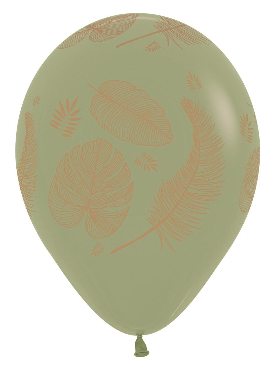 Ballonnen Tropical Leaves Mix Gold Print 30cm 25st