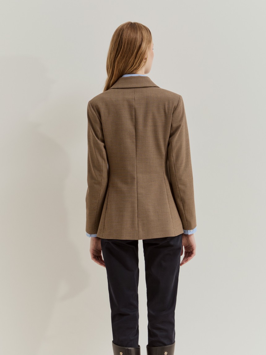 Blazer regular fit em padrão pied-de-poule