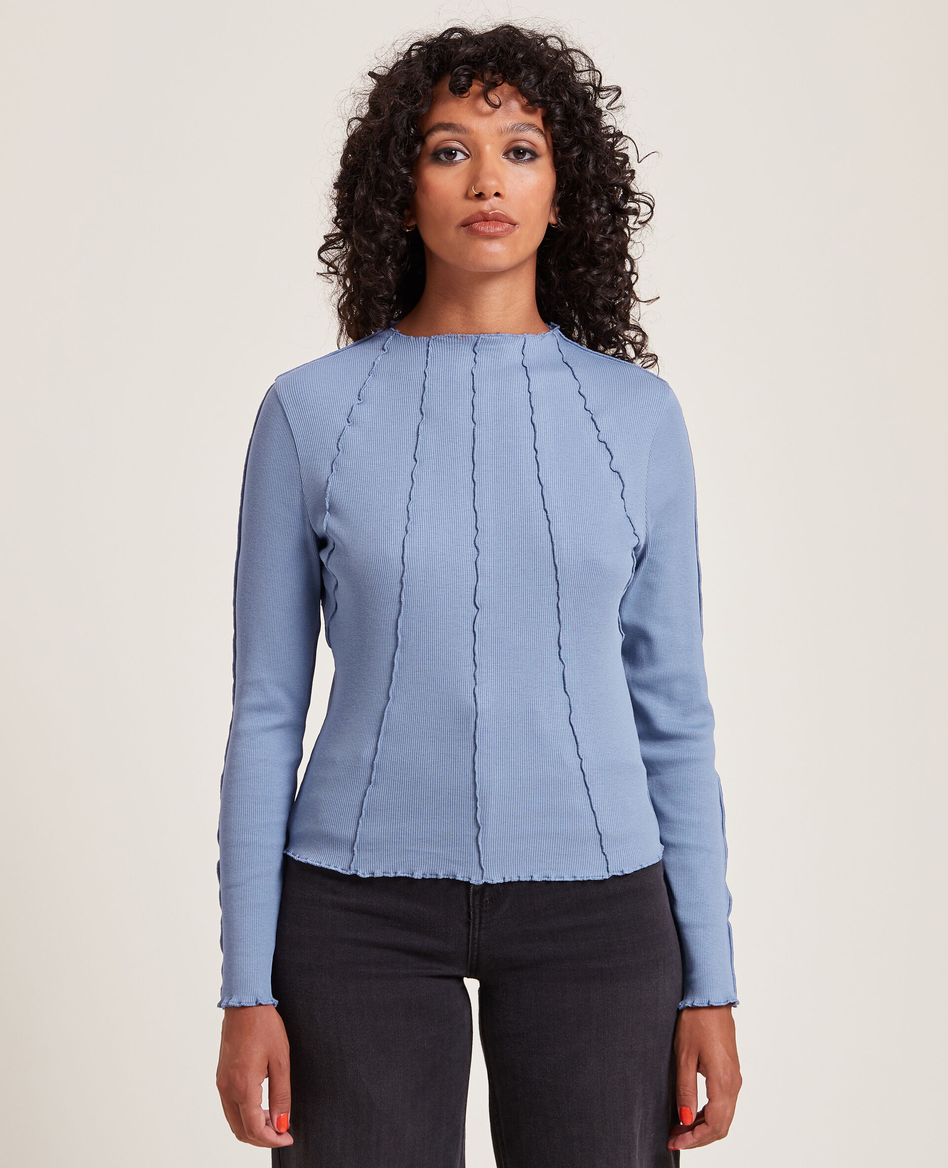 Top coutures apparentes - Bleu foncé