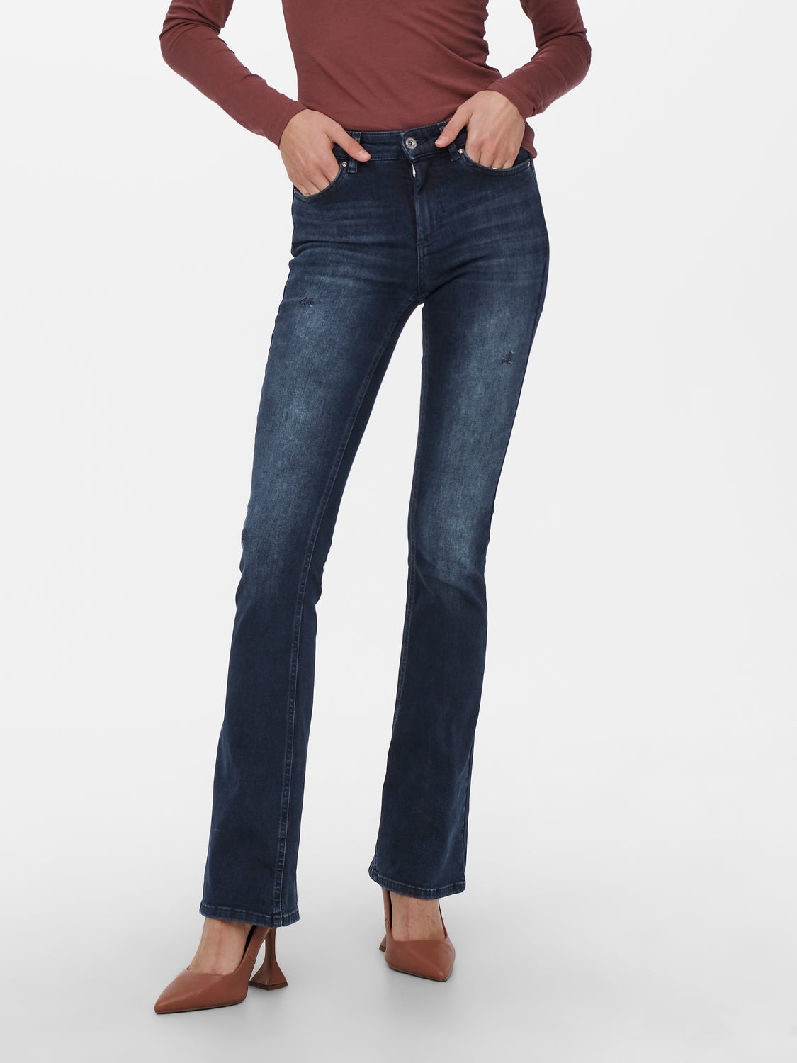 ONLBLUSH Mittlere Taille Ausgestellt Jeans Blue Black Denim