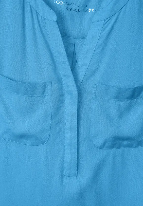 Blusentop in Unifarbe - splash blue