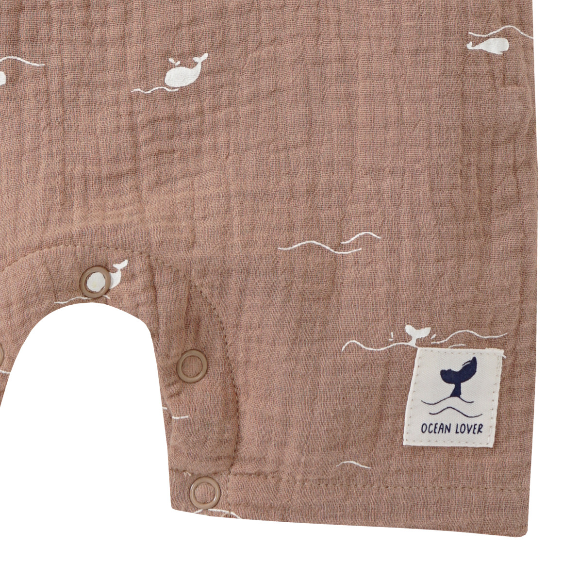 Topomini Pure Collection Newborn Musselin-Overall mit Wal-Prints braun
