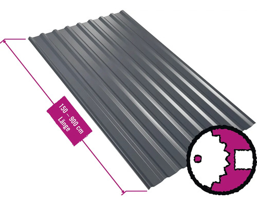 PRECIT trapezium dakbaan W20LR antracietgrijs RAL 7016 vaste breedte 1135 mm x dikte 0,5 mm (verkocht per meter van 150 tot max. 900 cm)