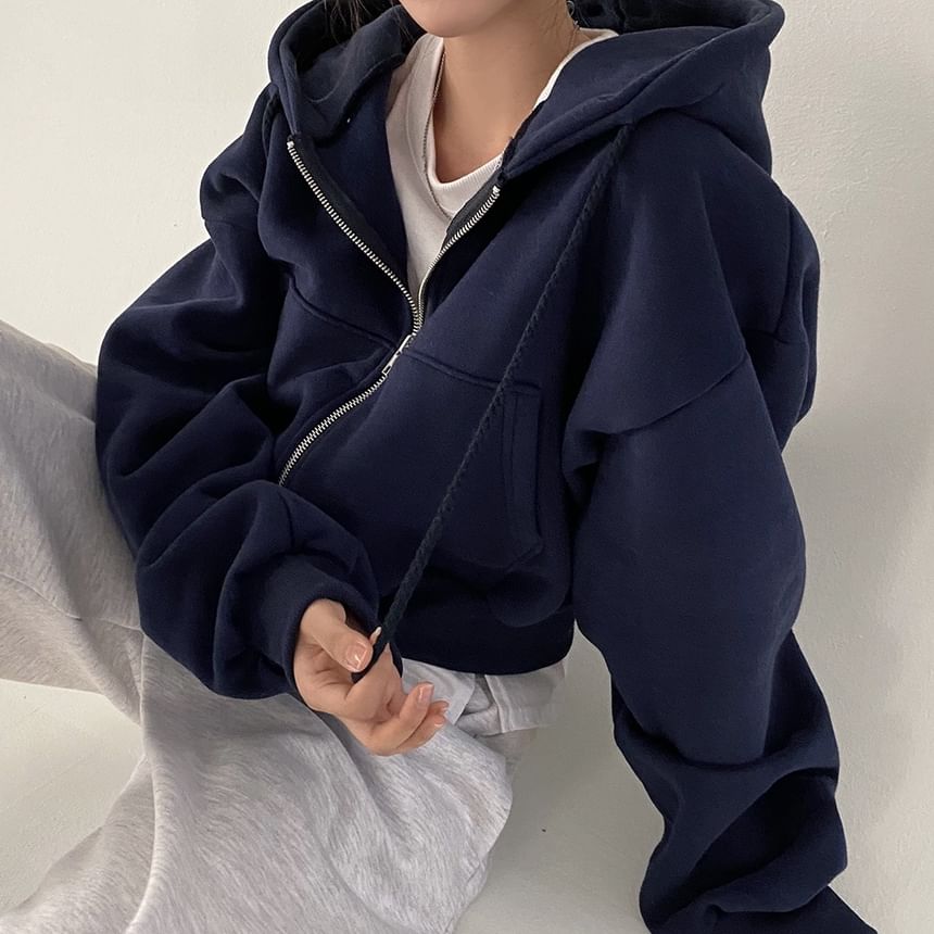 Bubapop - Effen cropped hoodie met rits
