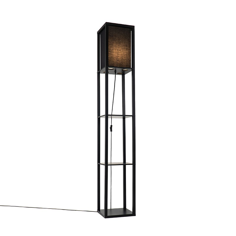 QAZQA - Moderne zwarte vloerlamp - Stojan I Woonkamer I Slaapkamer - Rechthoekig hout - LED-compatibel E27
