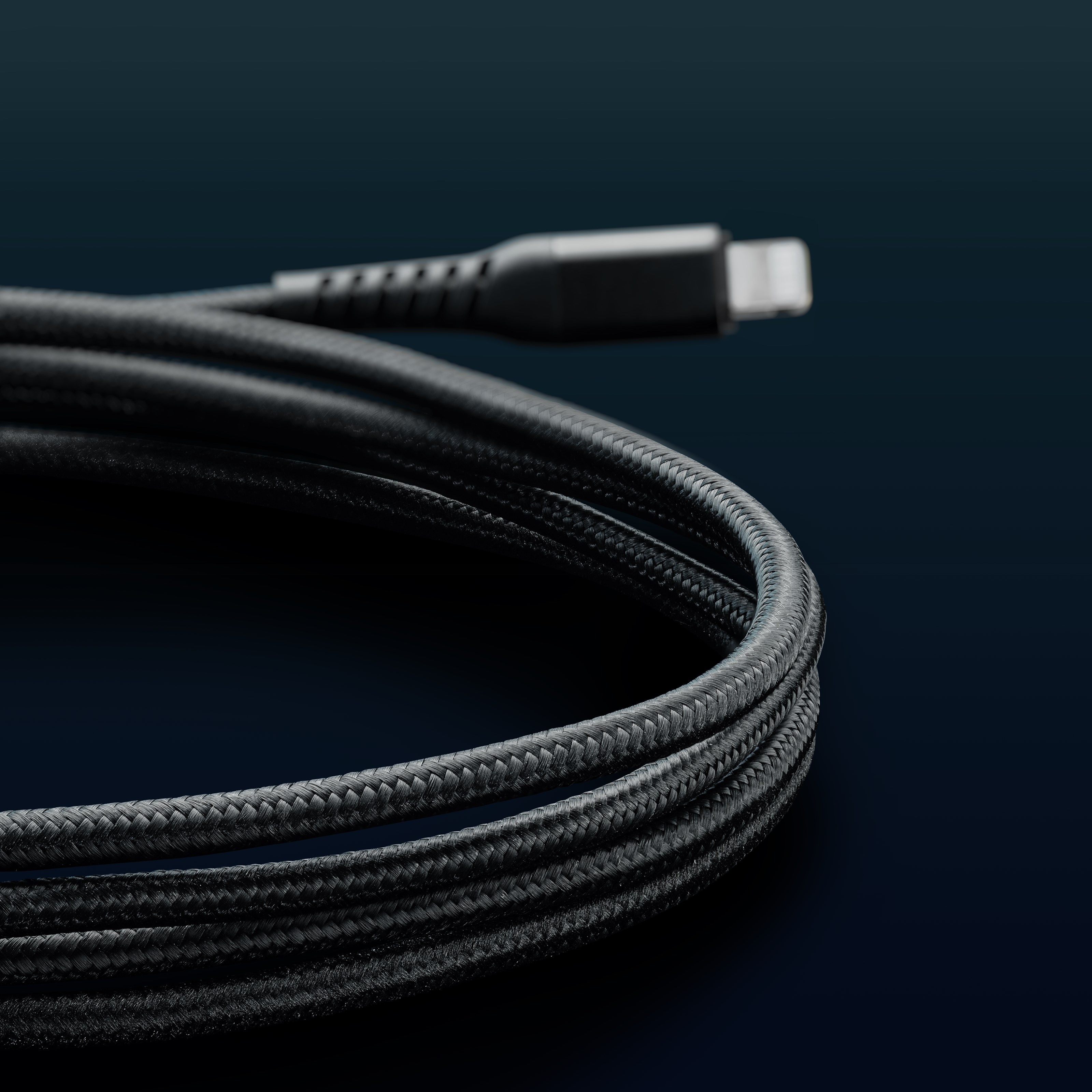 Linocell Premium Kevlar Lightning-kabel 2 m Svart