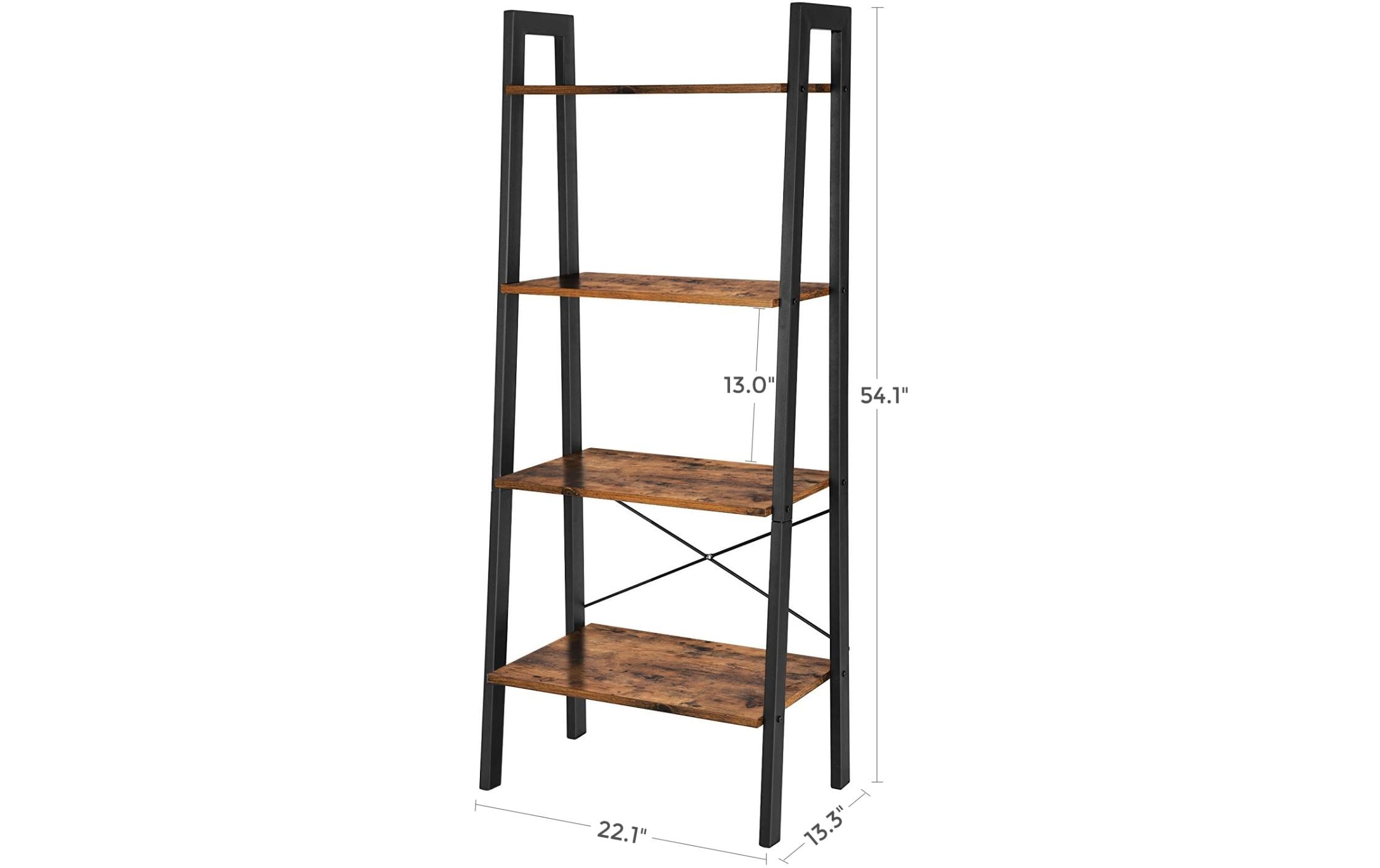 Regal mit 4 Ebenen 56 x 137.5 cm, Braun/SchwarzLeiterregal mit Metallgestell