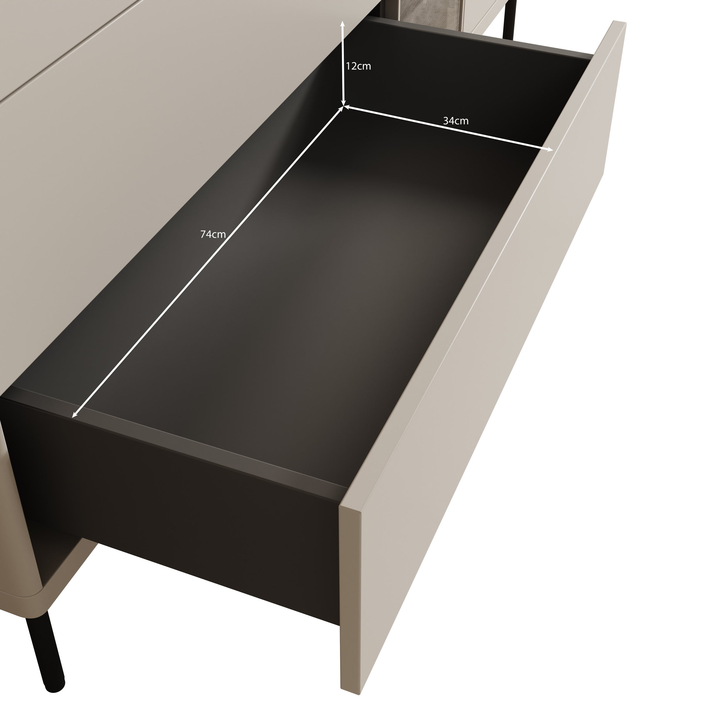 Meubella - Estrella - Dressoir - Beige - 161x41x83 cm