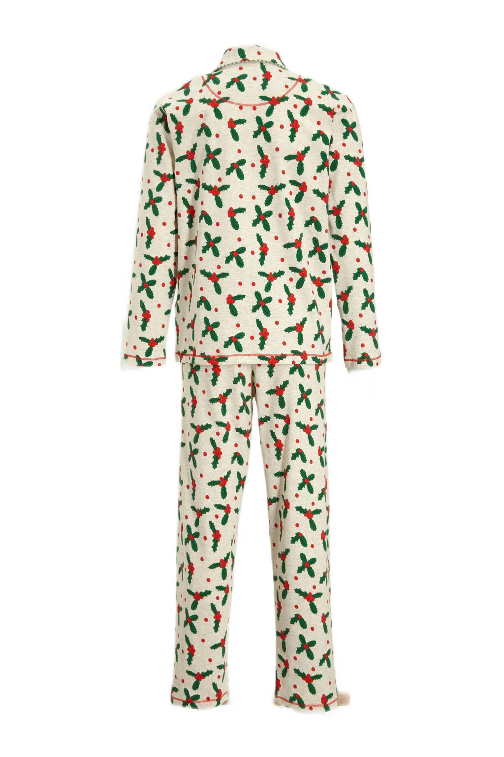 Claesen's pyjama met bladprint ecru/groen/rood