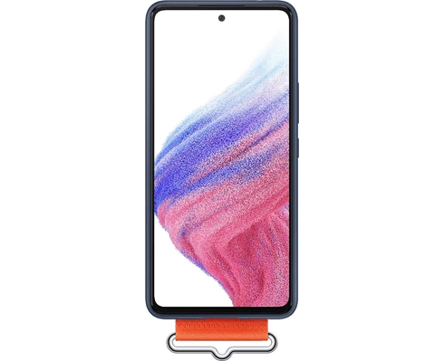 Samsung A53 Silicone Cover with Strap Navy