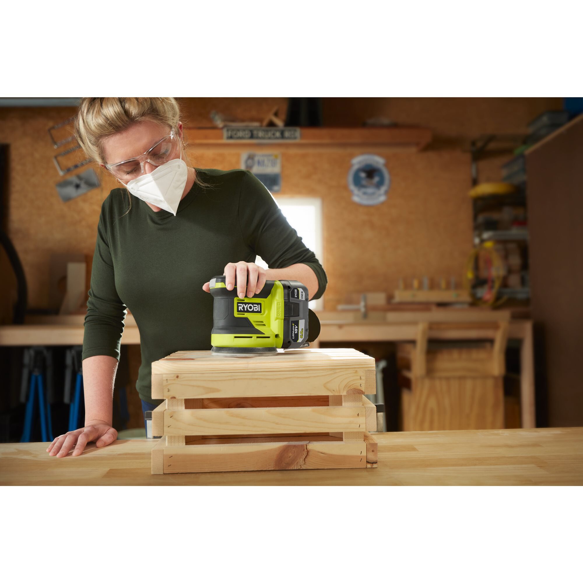 Ryobi Exzenterschleifer ONE+ Akku-Exzenterschleifer RROS18-0, 18Volt