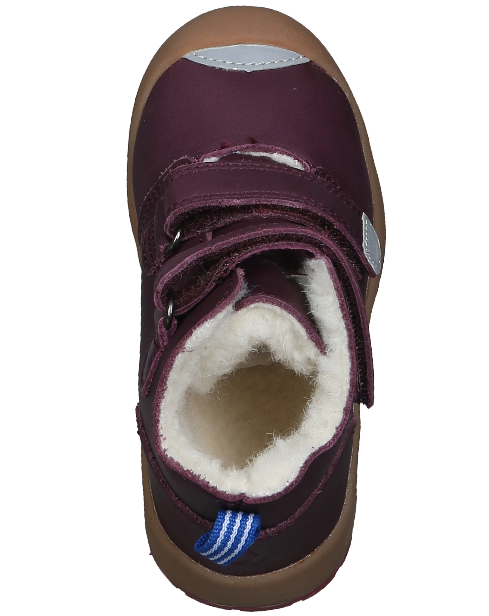 Leder-Klettboots TASSU in eggplant/beet red