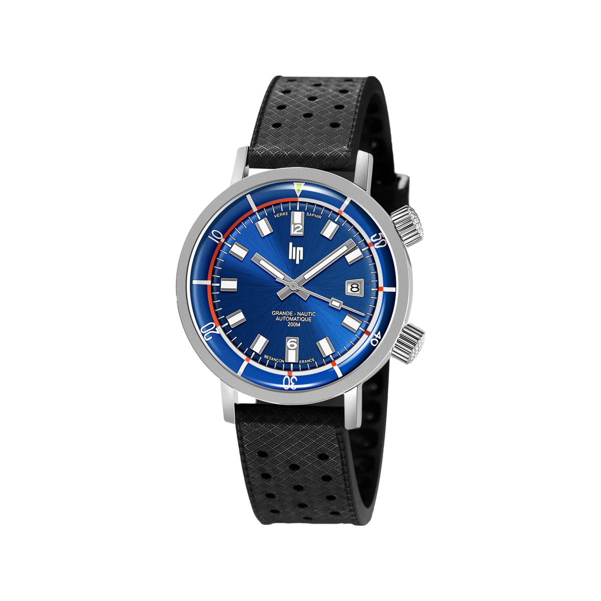Montre Lip homme automatique acier caoutchouc noir