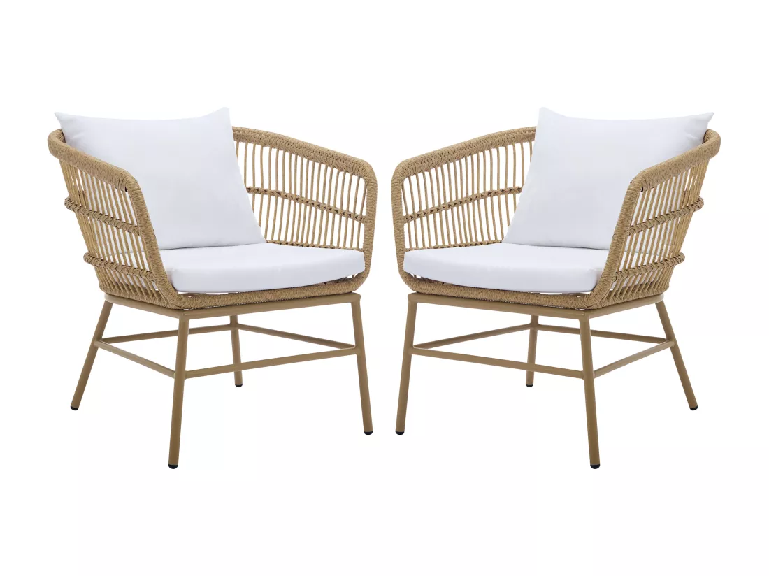 Lot de 2 fauteuils de jardin en résine tressée - Naturel clair - LOUSINI de MYLIA