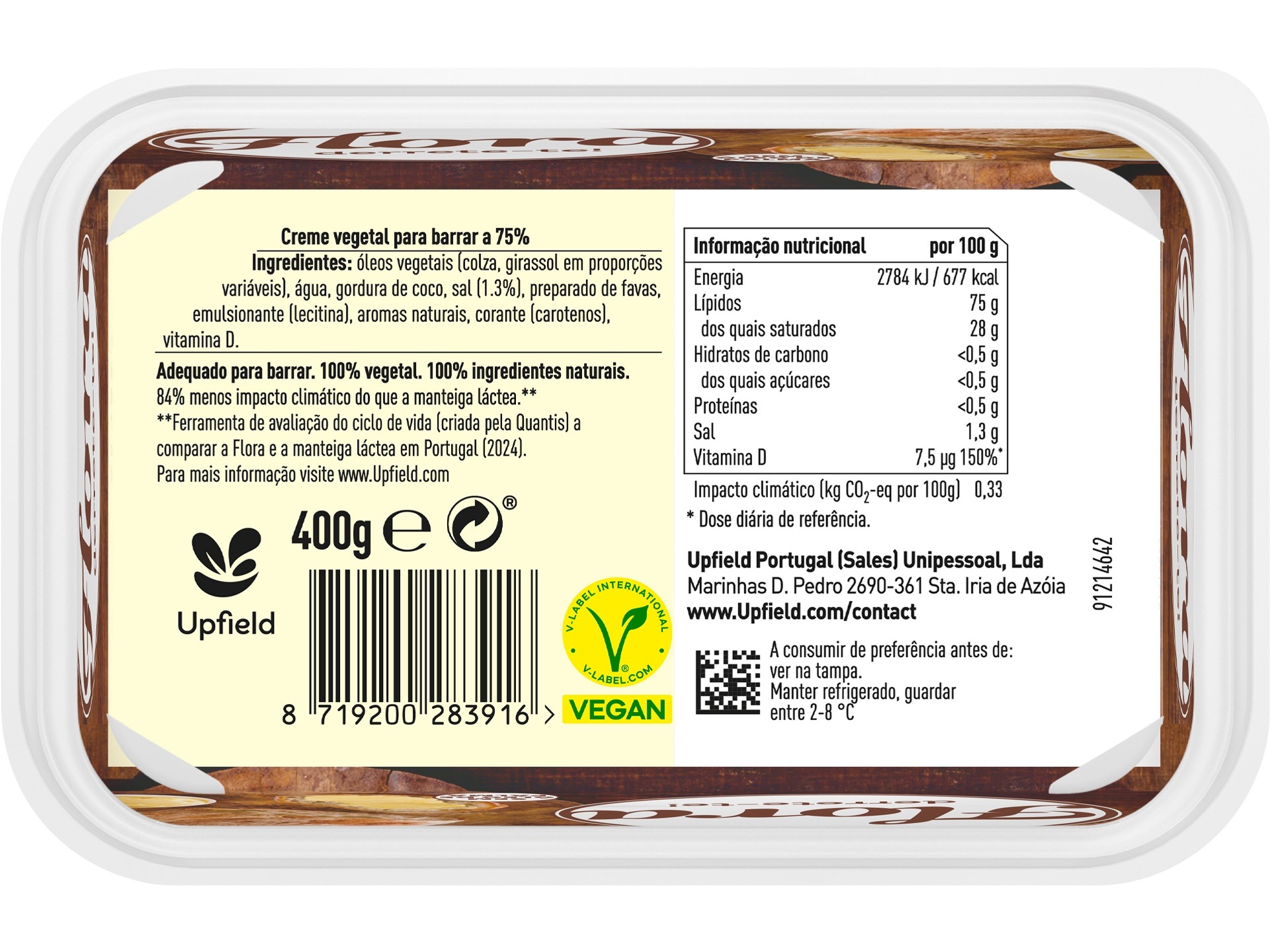 CREME VEGETAL FLORA PARA BARRAR 400G