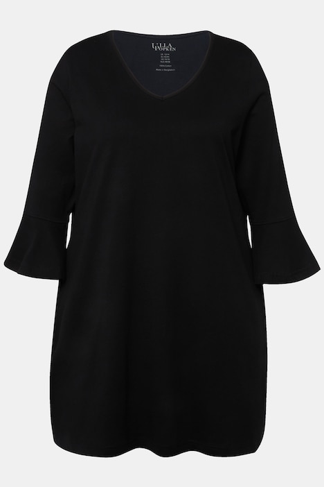 T-Shirt, A-Linie, Taschen, V-Ausschnitt, 3/4-Glockenärmel