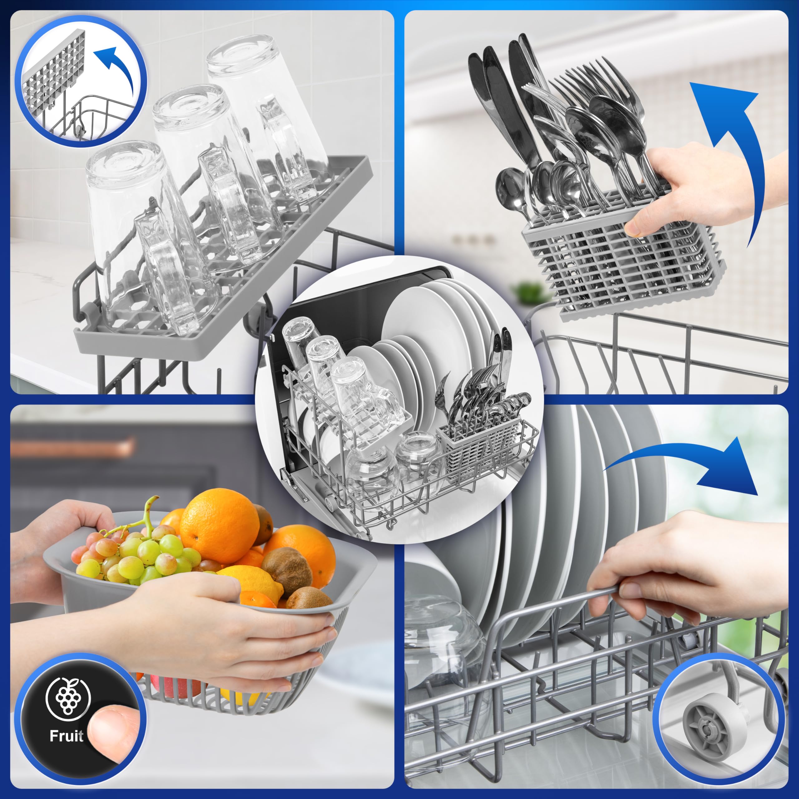 Duronic DW5 BK Lave-vaisselle de table 950W lave vaisselle posable portable compact gain de place pour petite cuisine 7 programmes de lavage séchage e