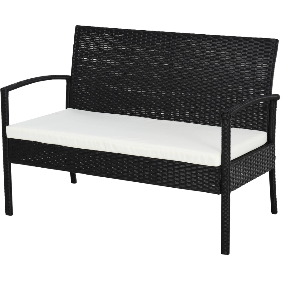 Outsunny Polyrattan Sitzgruppe als 7-teiliges Set schwarz, cremeweiß