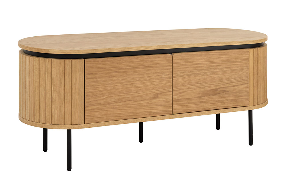 Modernes TV-Board ATELIER 120cm natur Eiche schwarz Metall Lowboard