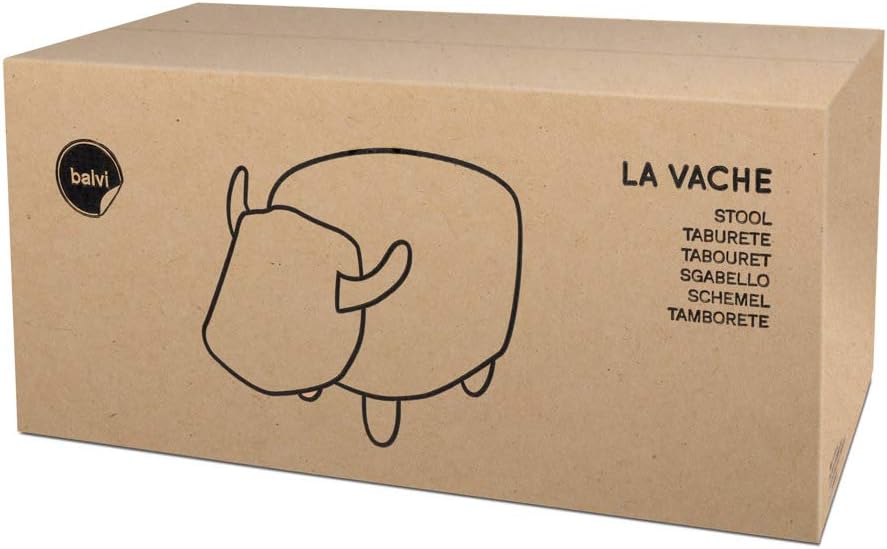 balvi Hocker La Vache Farbe Braun In Form Einer Kuh Holzbeine Kunstleder/Holz