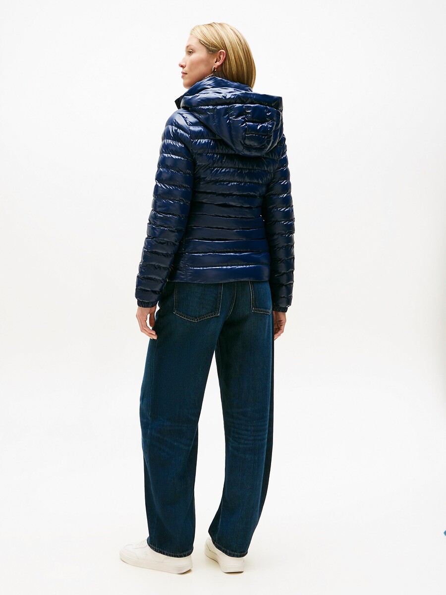 TOMMY HILFIGER<br>Jaqueta curta de plumas com capuz e mangas compridas