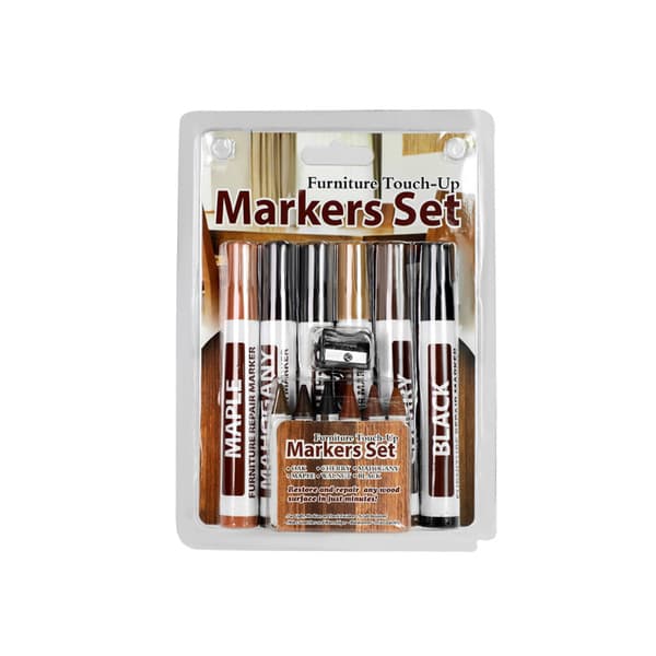 INF Møbelreparasjonssett - Touch Up Markers med voksstifter og skarpere 6 colors