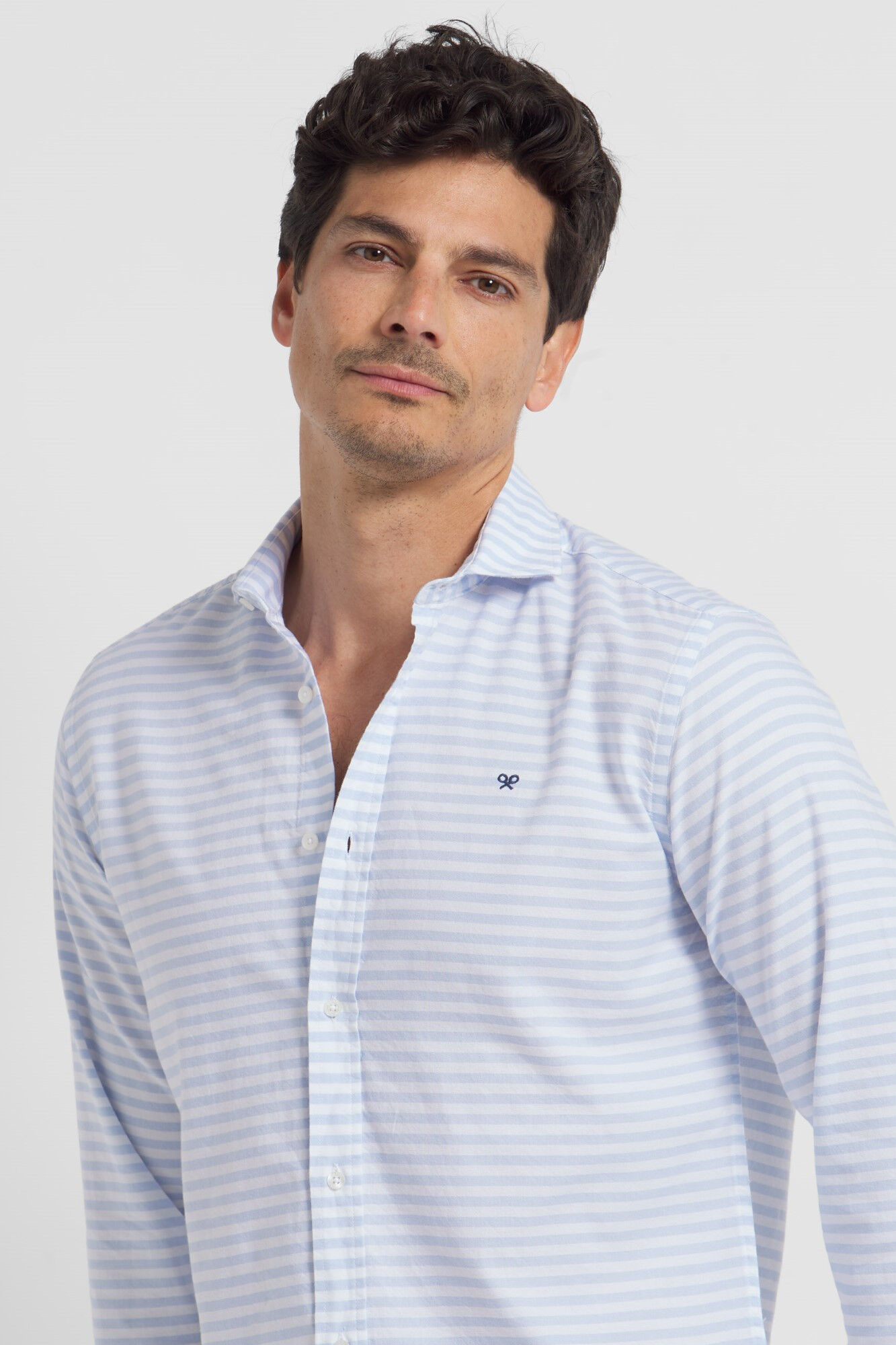 Camisa sport oxford horizontal raya ancha azul - Azul