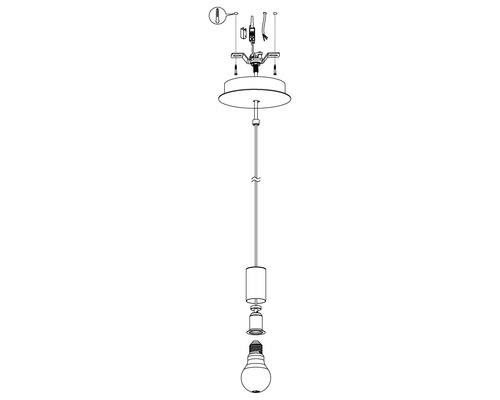 Hanglamp, 1-lichts, HxØ 110x12,5 cm, zwart