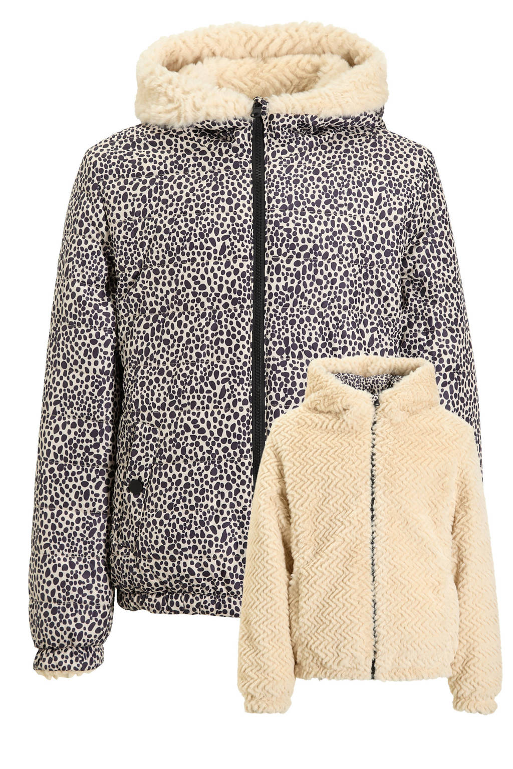 anytime reversible winterjas beige / alloverprint