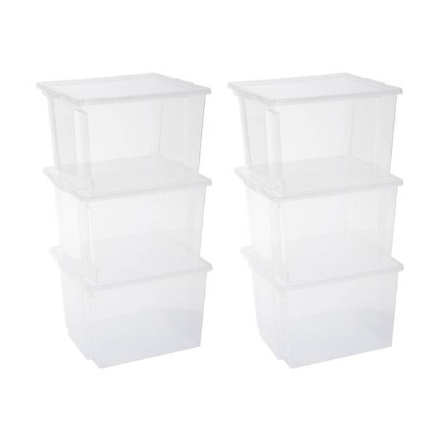 Iris Storage Box opbergbox - 30 liter - transparant - set van 6