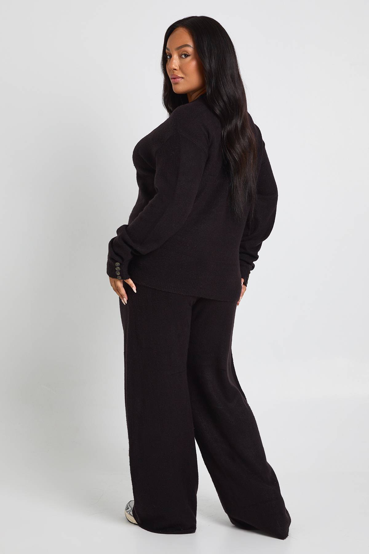 boohoo Ensemble pull en maille à col rond Plus et pantalon à jambe large