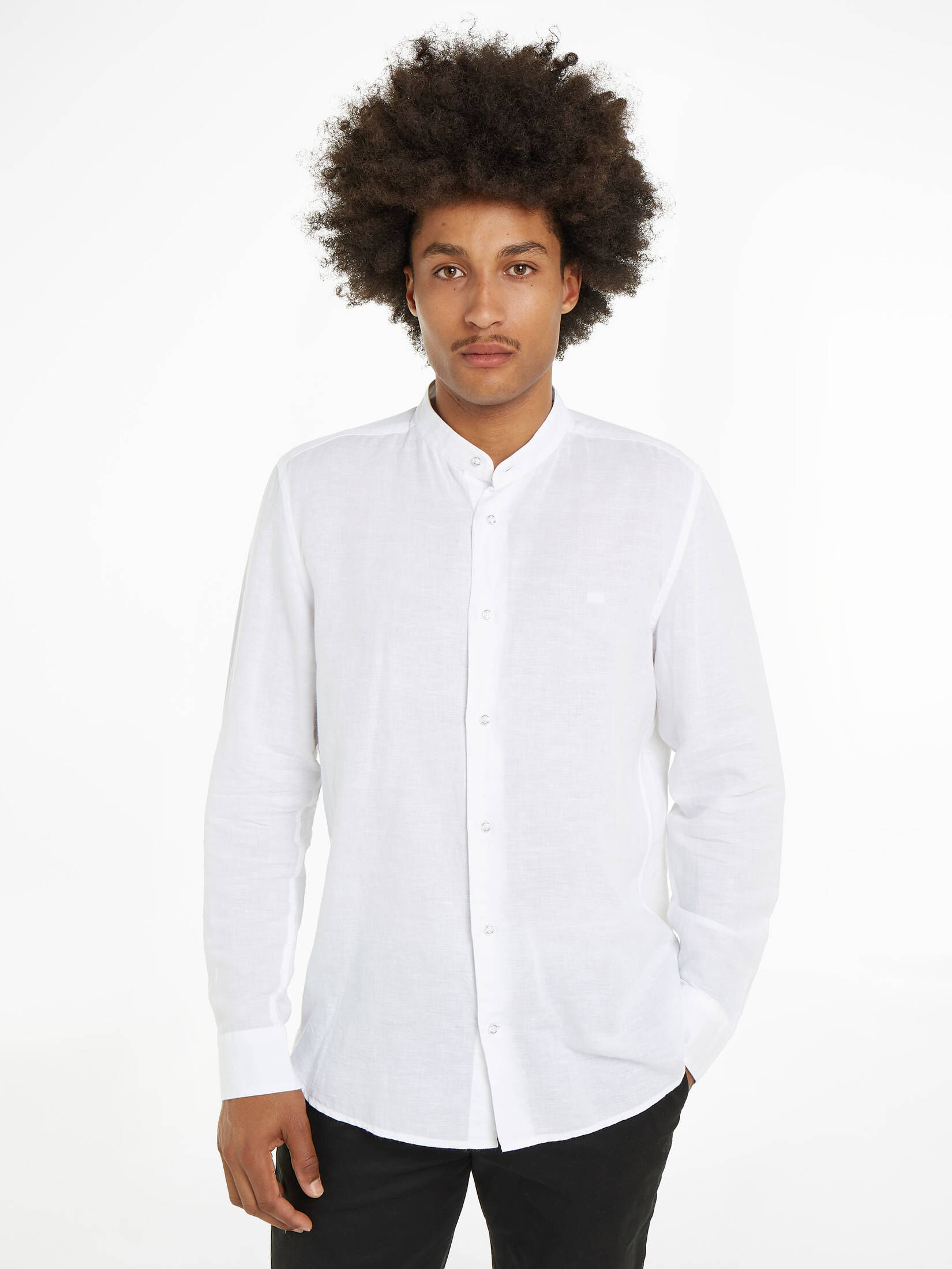 CALVIN KLEIN| Herren Freizeithemd Langarm mit Leinen