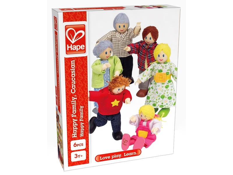 Hape Puppenfamilie – Happy Family Zubehör für Puppenhäuser aus Holz