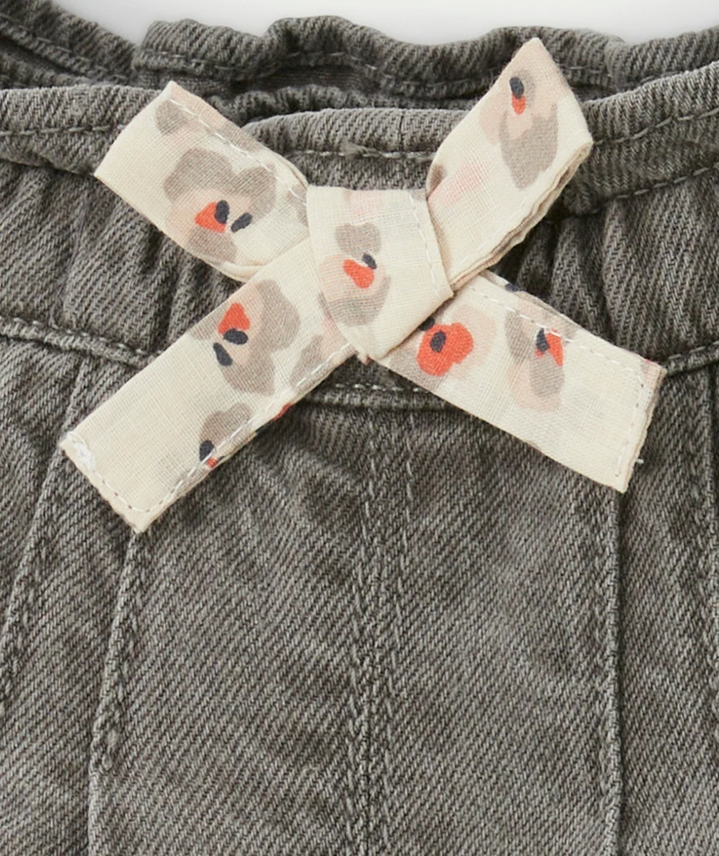 PANTALON RELAX BÉBÉ FILLE EN DENIM LOW IMPACT GRIS
