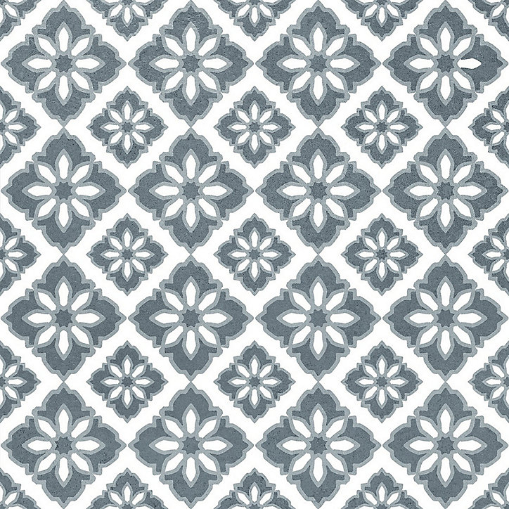 Carrelage sol et mur intérieur Glamour effet carreau de ciment décor océan bleu L. 20 x l. 20 cm x Ep. 7,4 mm