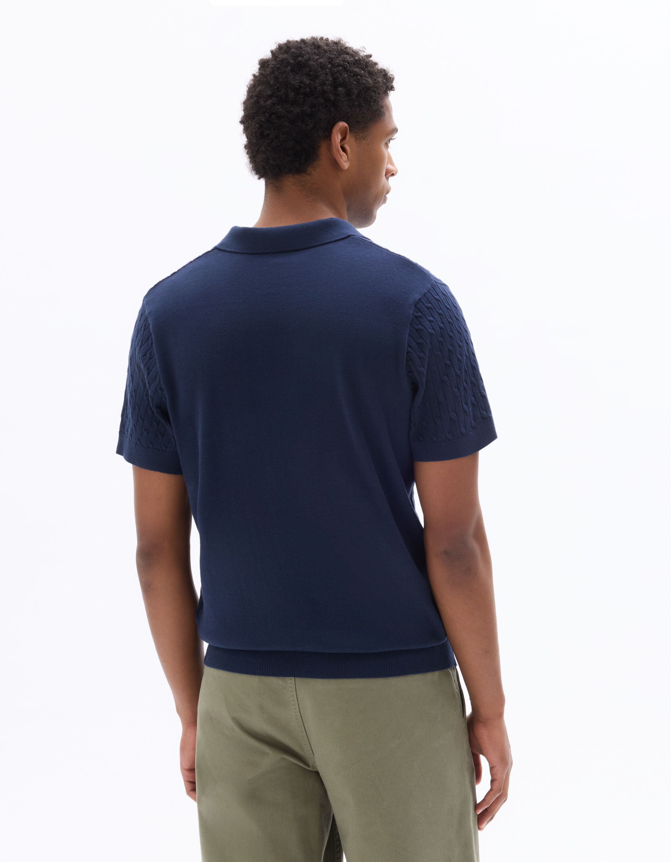 Polo regular en maille reliéfé - marine