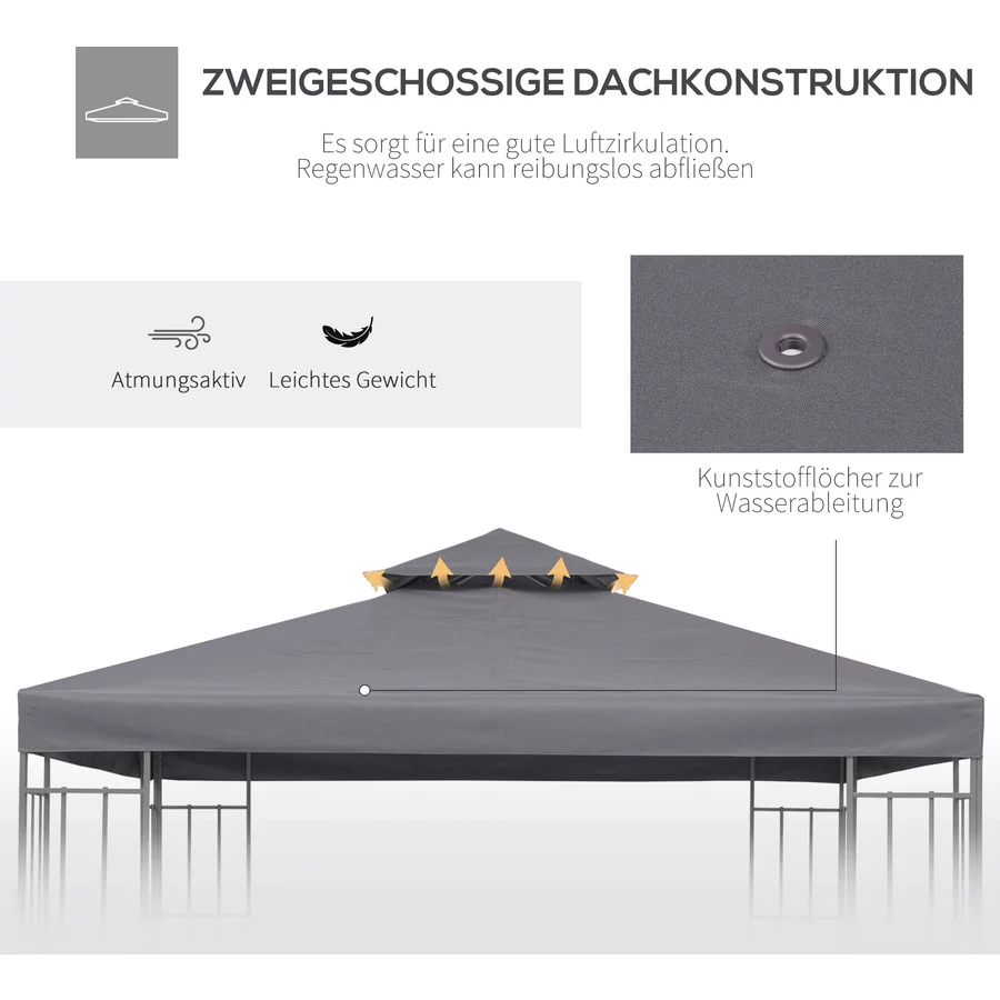Outsunny Pavillondach für Metall-Gartenpavillone dunkelgrau