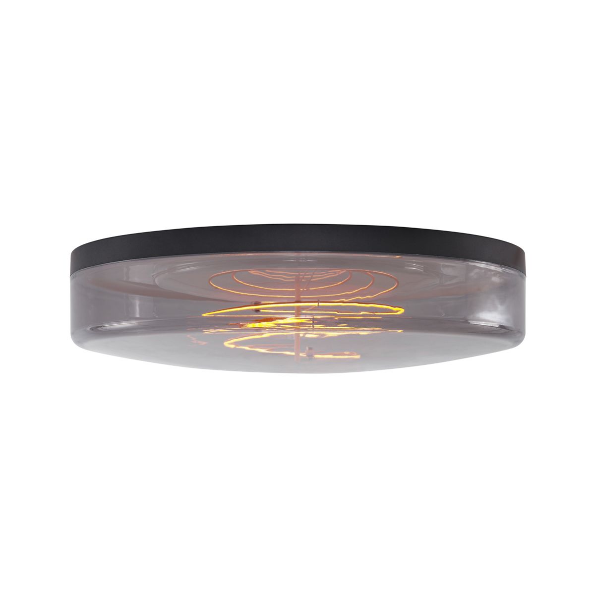 Plafondlamp zwart met smoke glas 35,5cm incl. LED dimbaar - Fira