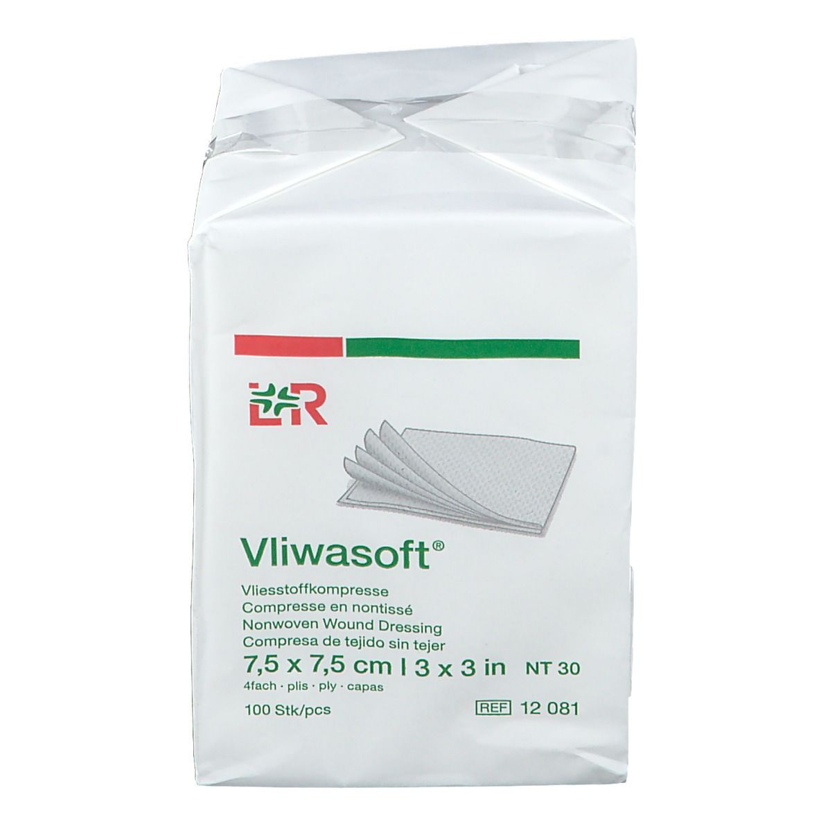 Vliwasoft® Vlieskompresse 7,5 cm x 7,5 cm 4lagig unsteril