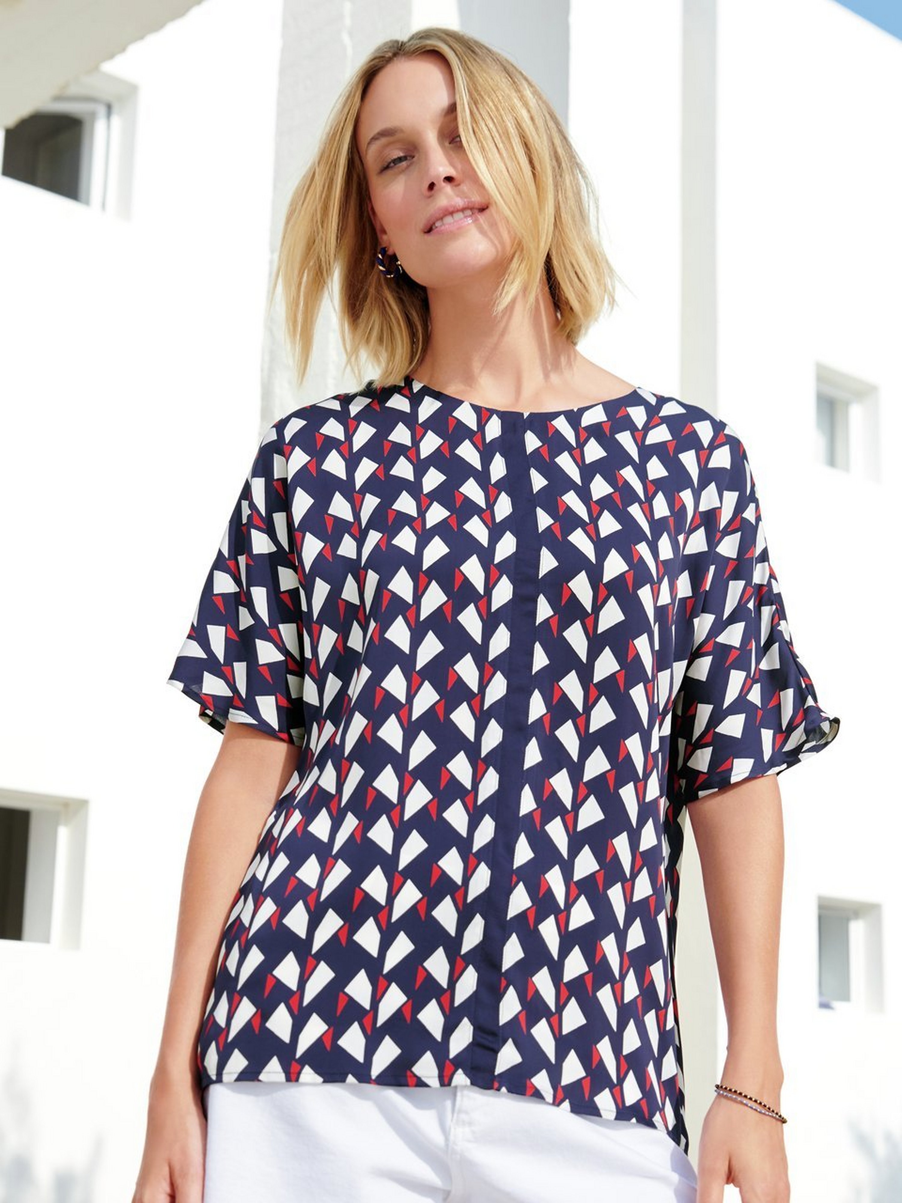 Bluse mit Rundhals-Ausschnitt