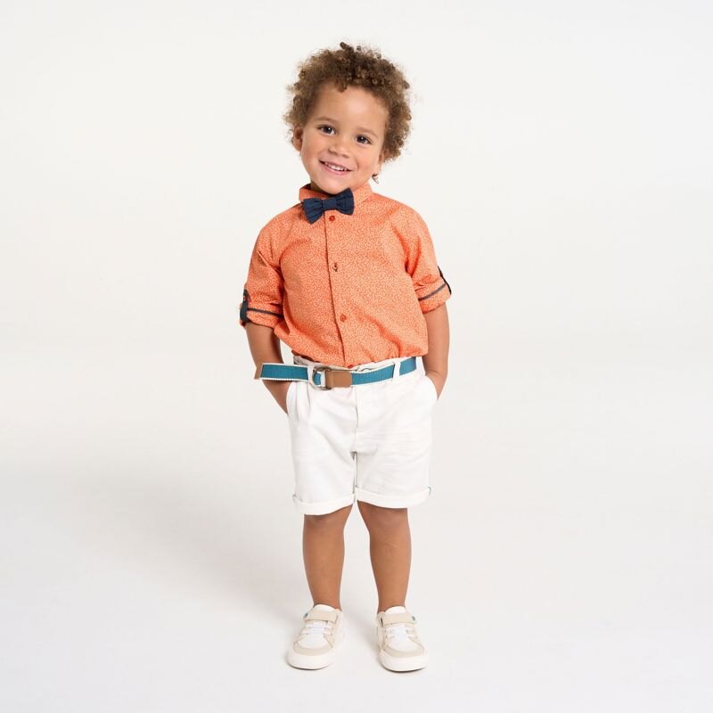 Chemise modulable fleurie orange bébé garçon Orange