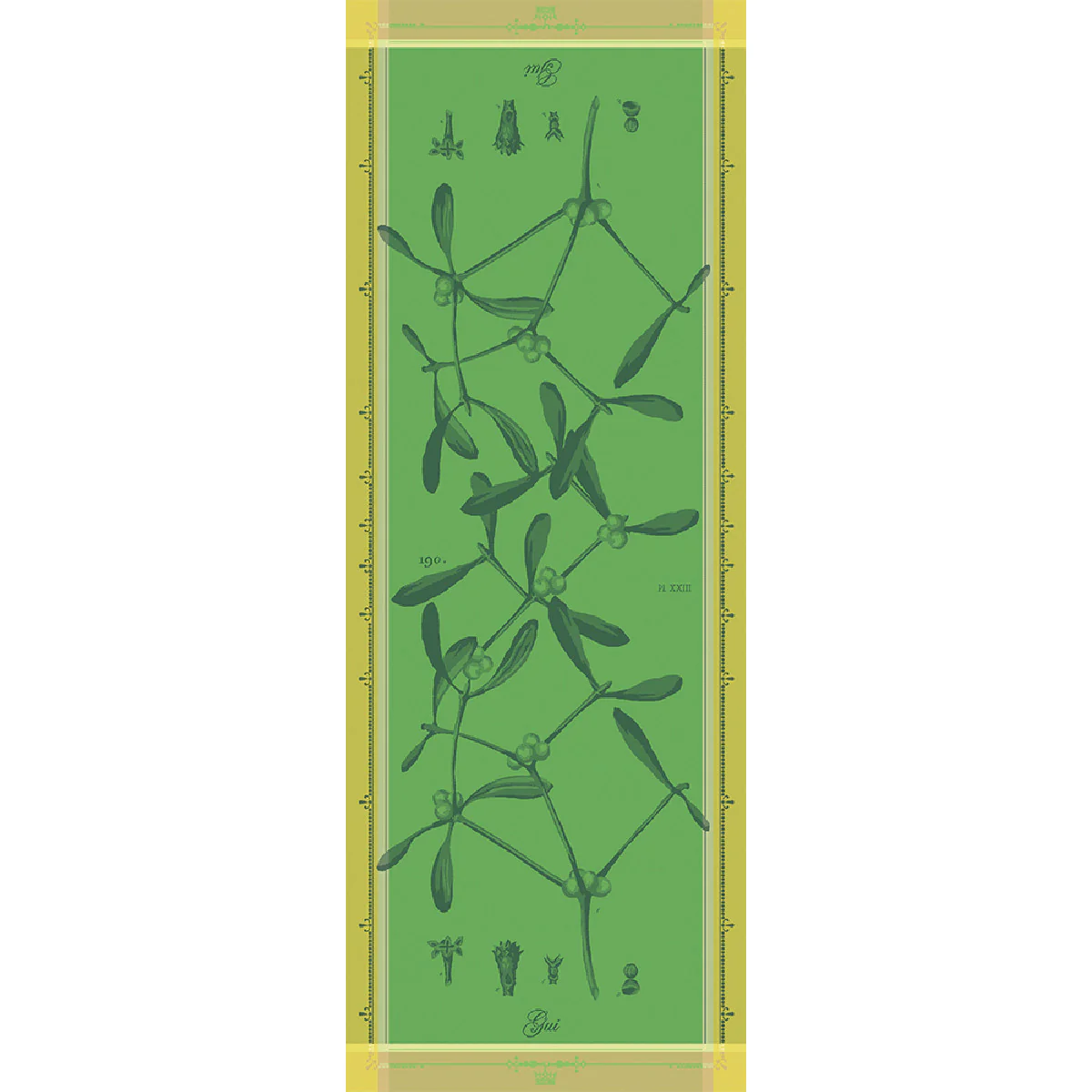 Chemin de table pur coton vert 55X150 Garnier Thiebaut