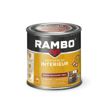 Rambo pantserlak interieur transparant zijdeglans warm mahonie 250 ml