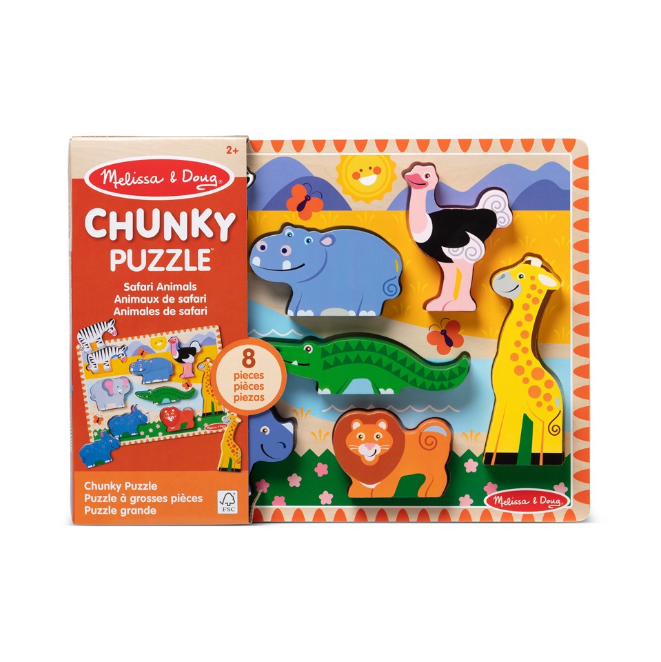 Melissa & Doug - Safari Chunky Puslespil- 8 brikker