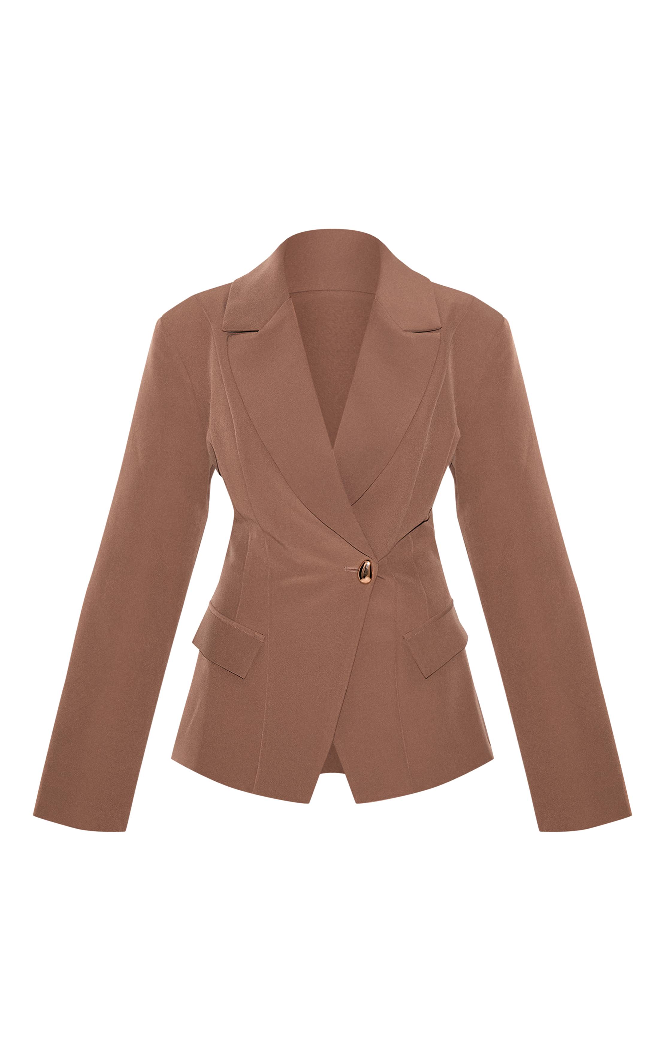Champignon Blazer Noir À Taille Cintrée Et Col À Revers Pointus