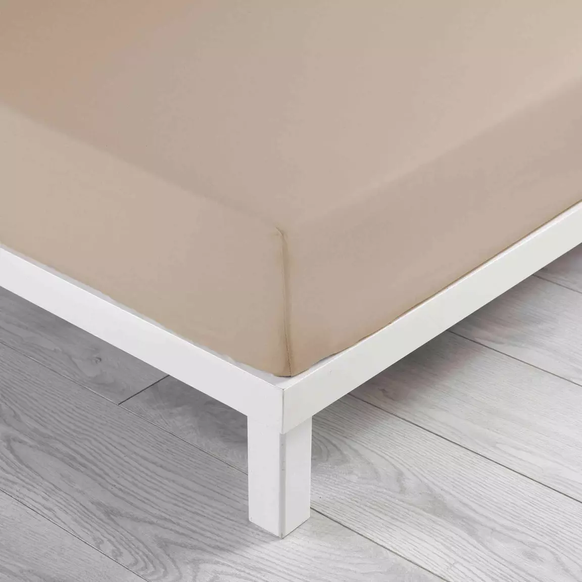 Drap housse coton lavé (140 x 190 cm) Linette Beige