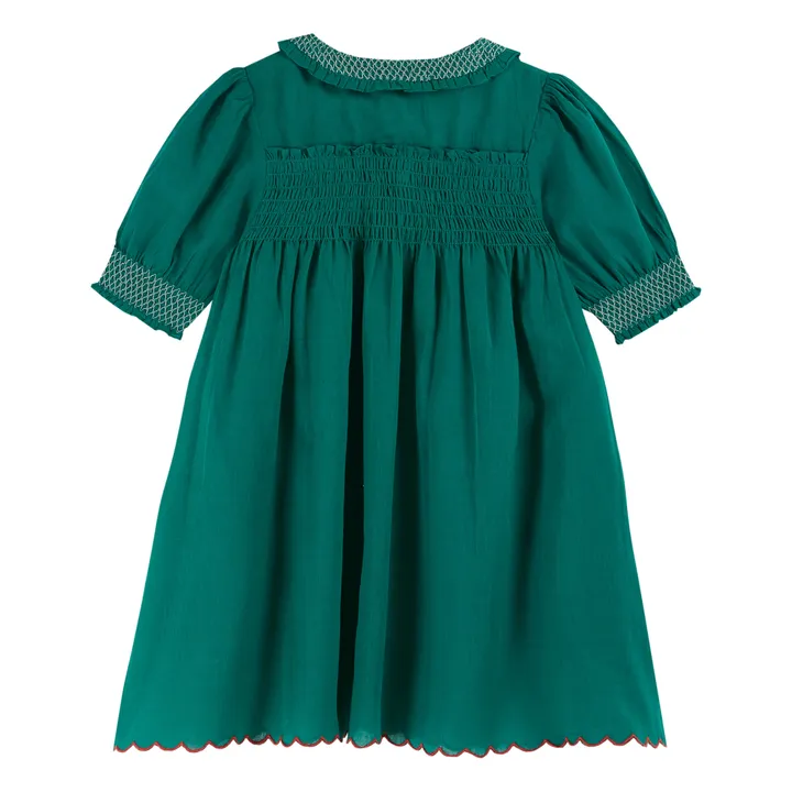 Emile et Ida Robe Smockée Boutonnée | Vert