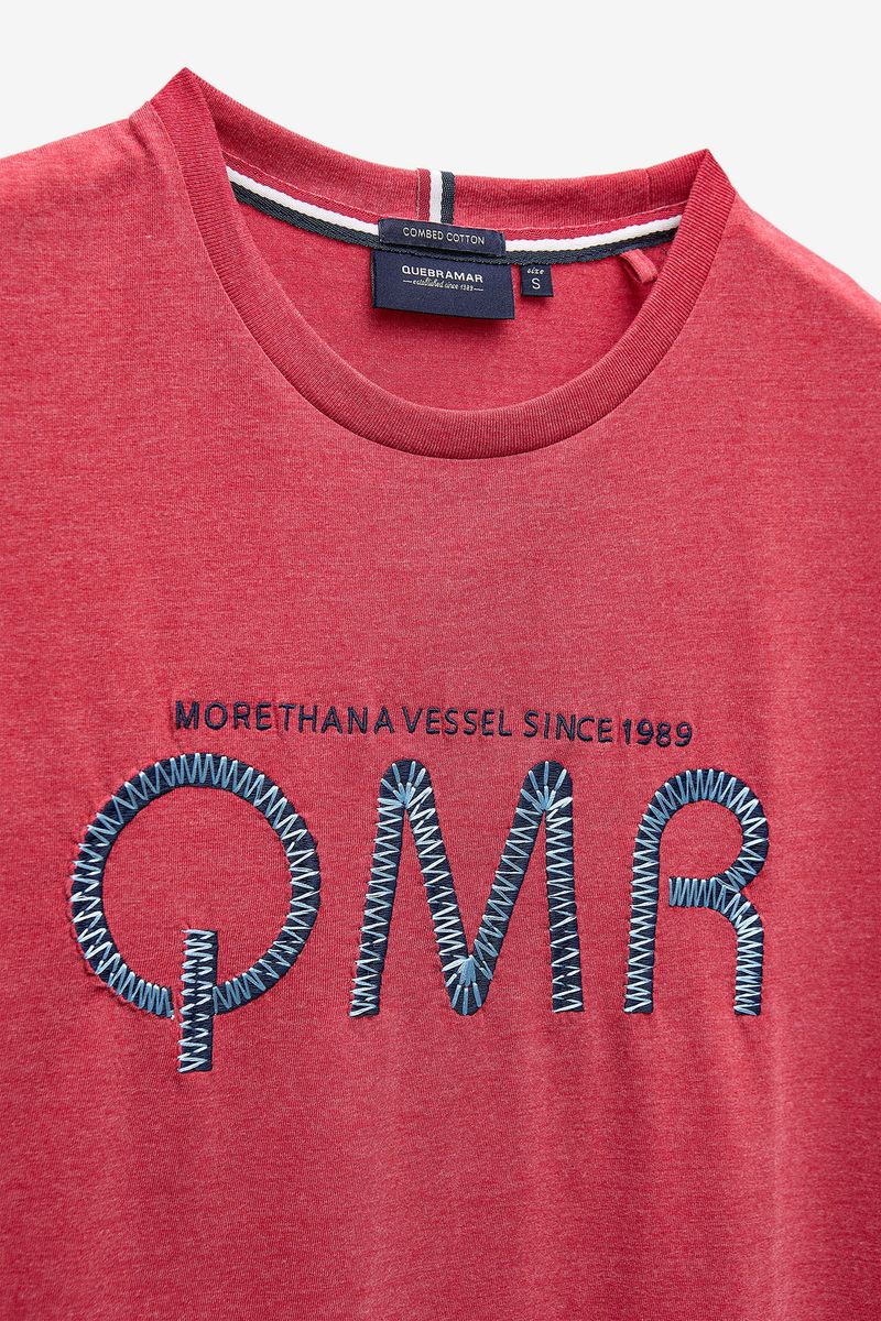 T-SHIRT MELANGE COM BORDADO QMR