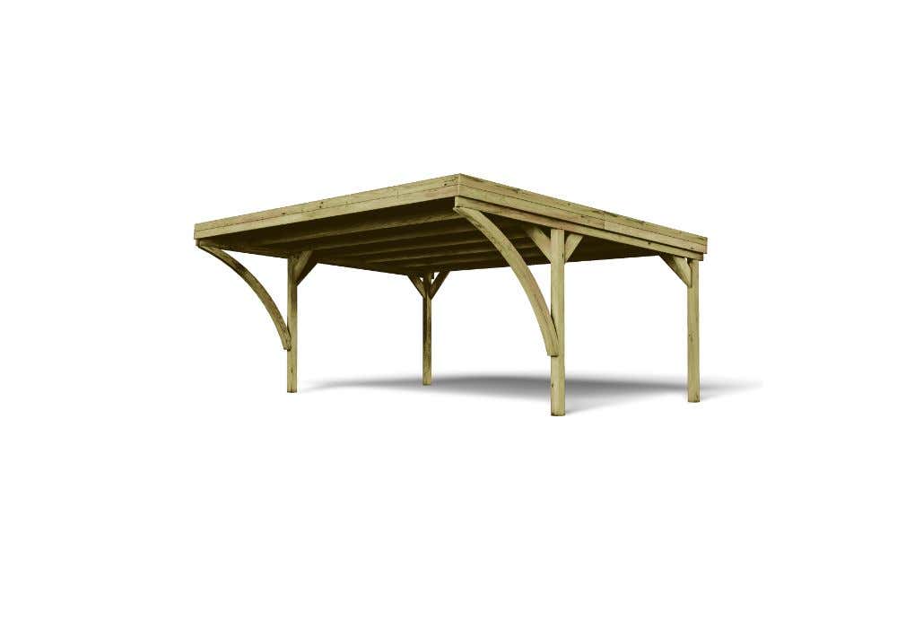 Dubbele carport Alpholz Victor van natuurlijk hout, FSC-gecertificeerde overkapping, dak met bevestigingsmateriaal, geïmpregneerd