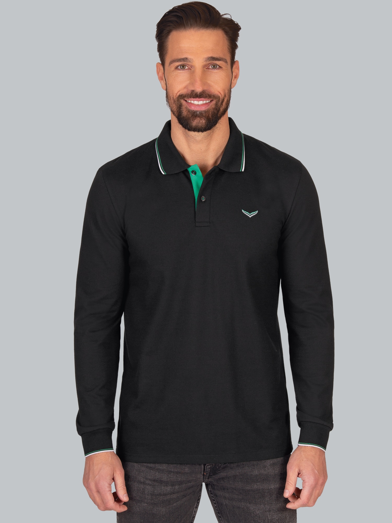 Modisches Poloshirt mit langen Armen Schwarz